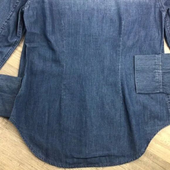 Level 99 Anthropologie Chambray Long Sleeve Snap Button Shirt - Picture 6 of 9
